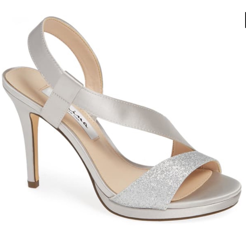 Nina Silver Satin Robina Asymmetrical Platform - Picture 3 of 8